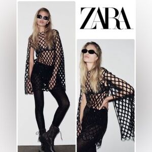 Zara Black Sequin Mesh Dress